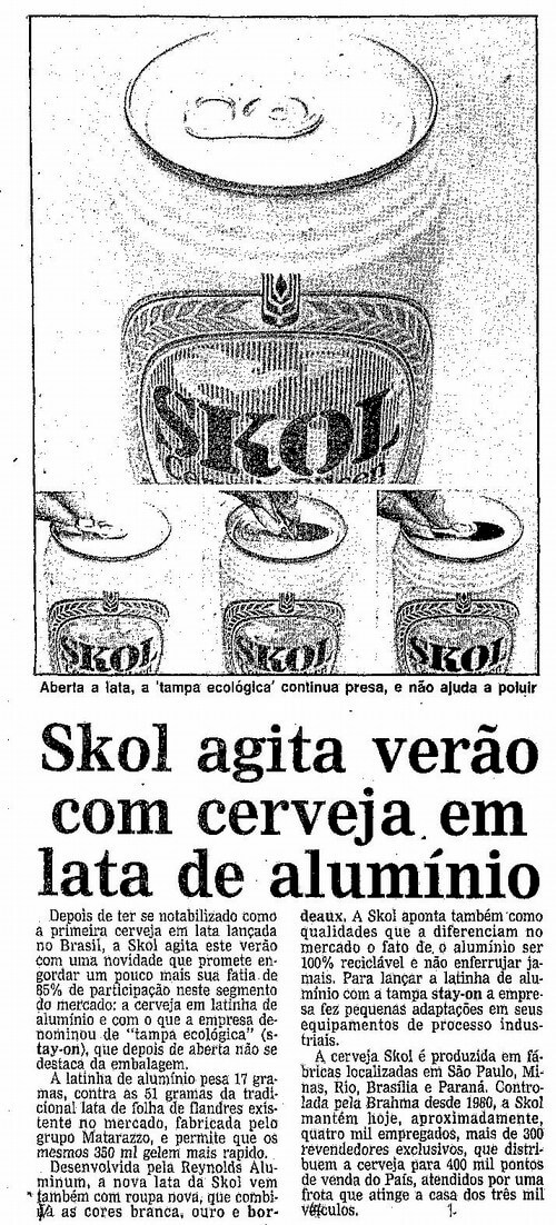 Matéria de jornal falando da lata de alumínio.