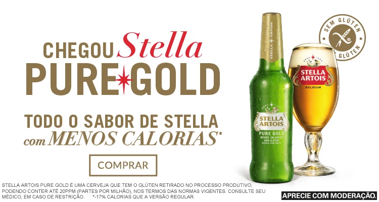 Com 17% menos calorias que a versão regular, sem glúten e todo sabor de Stella, chega ao mercado Stella Artois Pure Gold